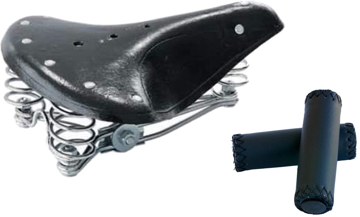Solidchoice - Vintage Fietszadel van Leer voor Stadsfietsen, Zwart