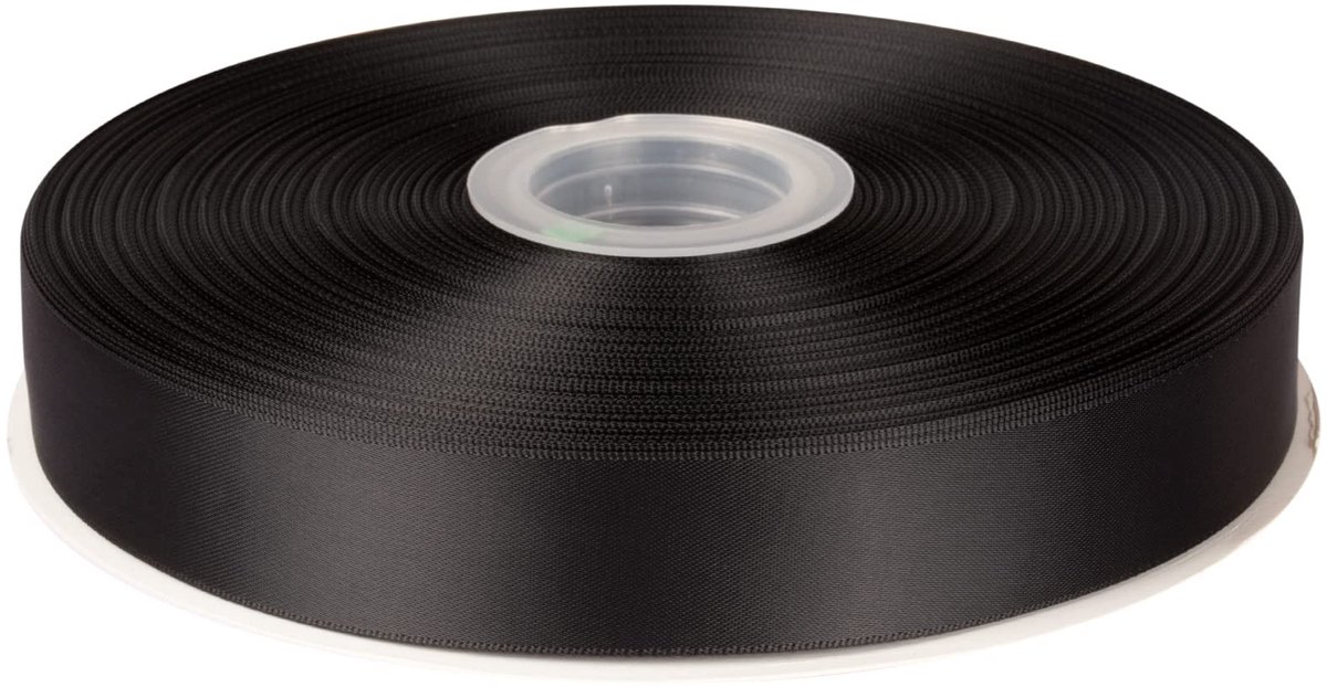 Solidchoice - 25mmx91m Dubbelzijdig Satijnen Lint in Zwart voor Cadeauverpakking en Decoratie