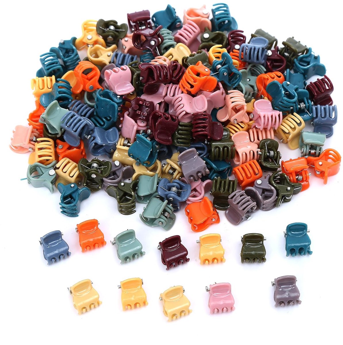 Solidchoice - 100 Stuks Mini Haarklemmen in Diverse Kleuren