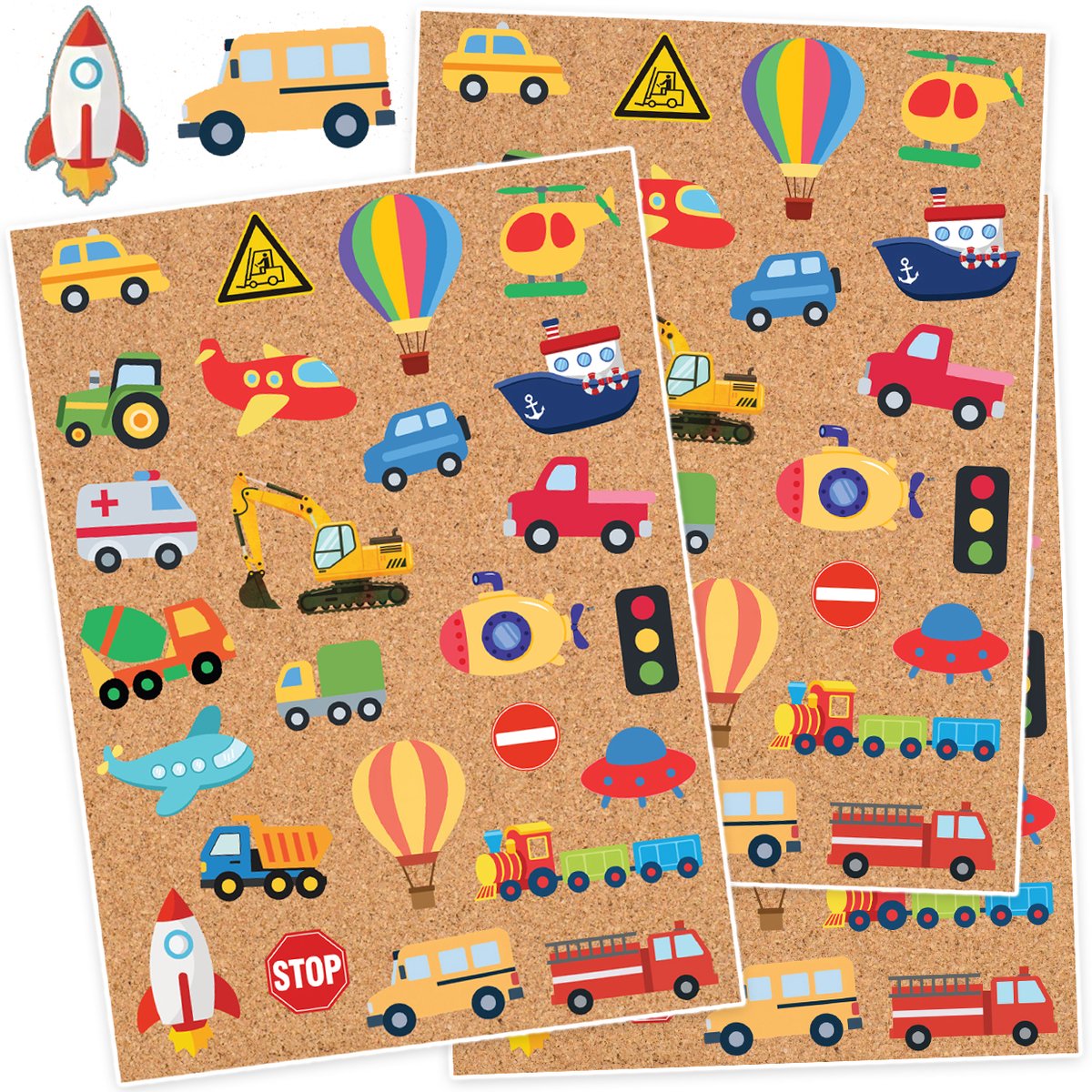 Voertuigen Stickers - 3 Stickervellen voor Kinderen - 78 Stickers Jongens