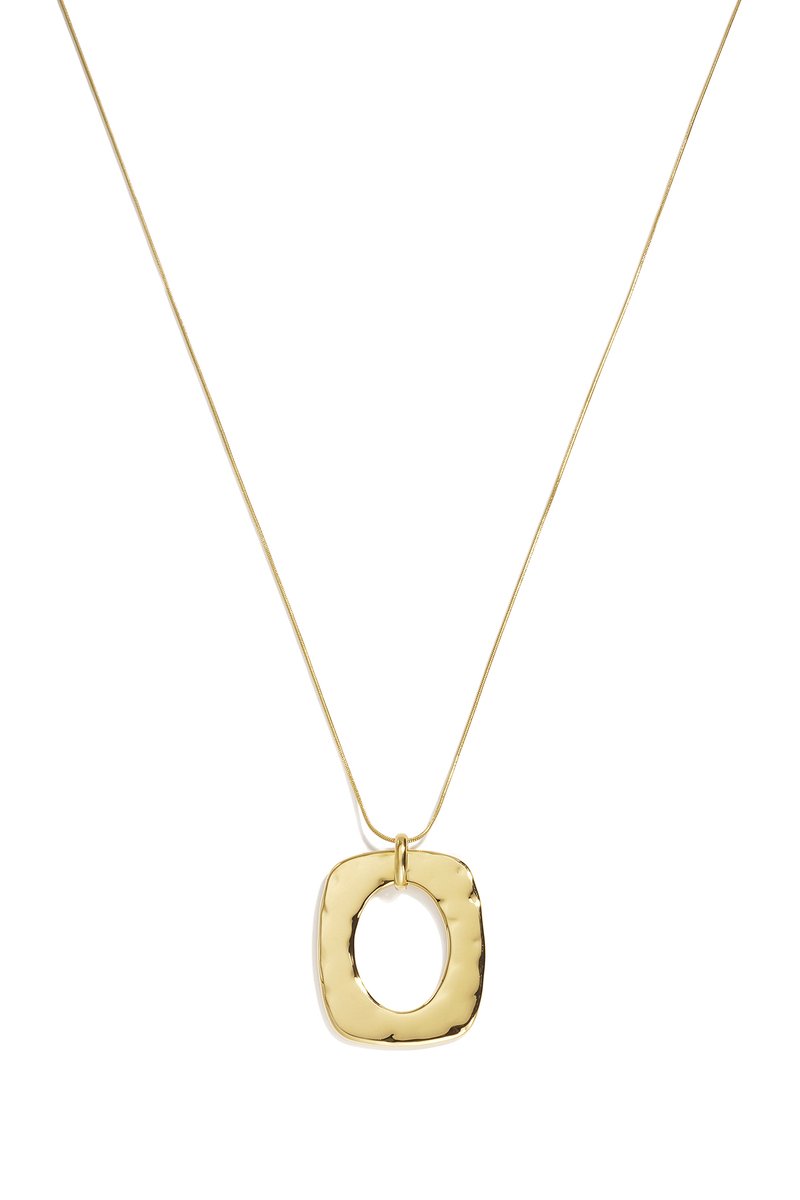 Lange Schakelketting met Geometrische Vorm Hanger – RVS - Goud