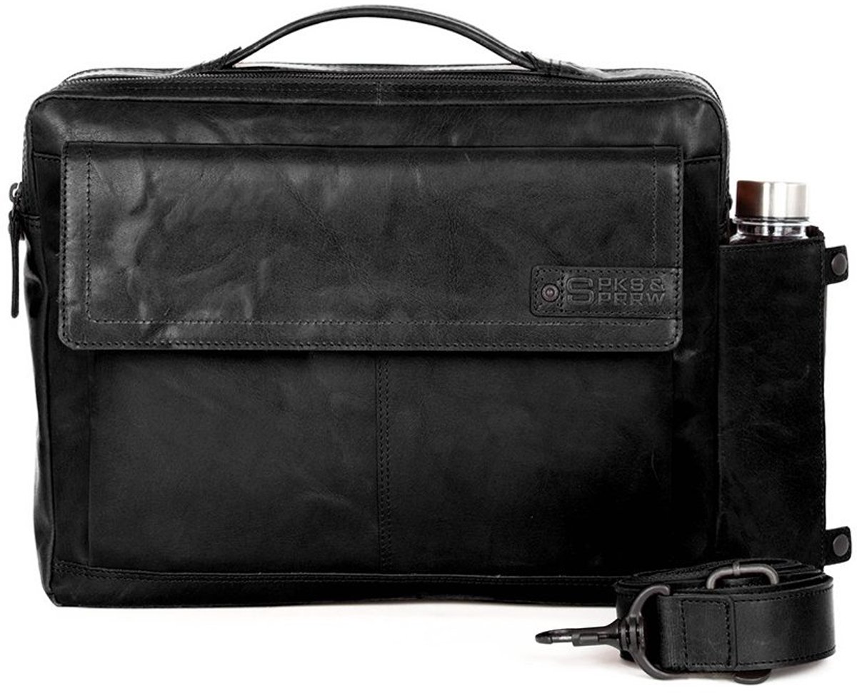 Leren Laptoptas - 15.6 inch - Henry - Zwart