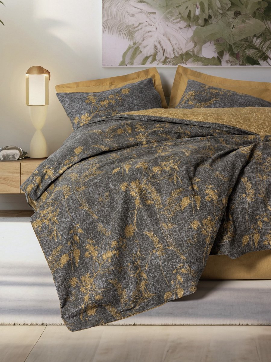 Asir - Dekbedovertrekset - Mosterdgeel - 155 x 220 cm