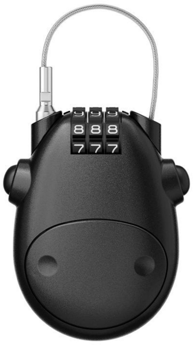 SSTRWGOOD Fietsslot met Kabel - Inbreekbeveiliging met 3-Cijferig Combinatieslot - 70cm Uitschuifbaar Stalen Kabelslot Waterdicht en Weerbestendig - Geschikt voor Fietsen Ski's Helm en Bagage - ABS Materiaal - 1 Stuks 7x5x2cm