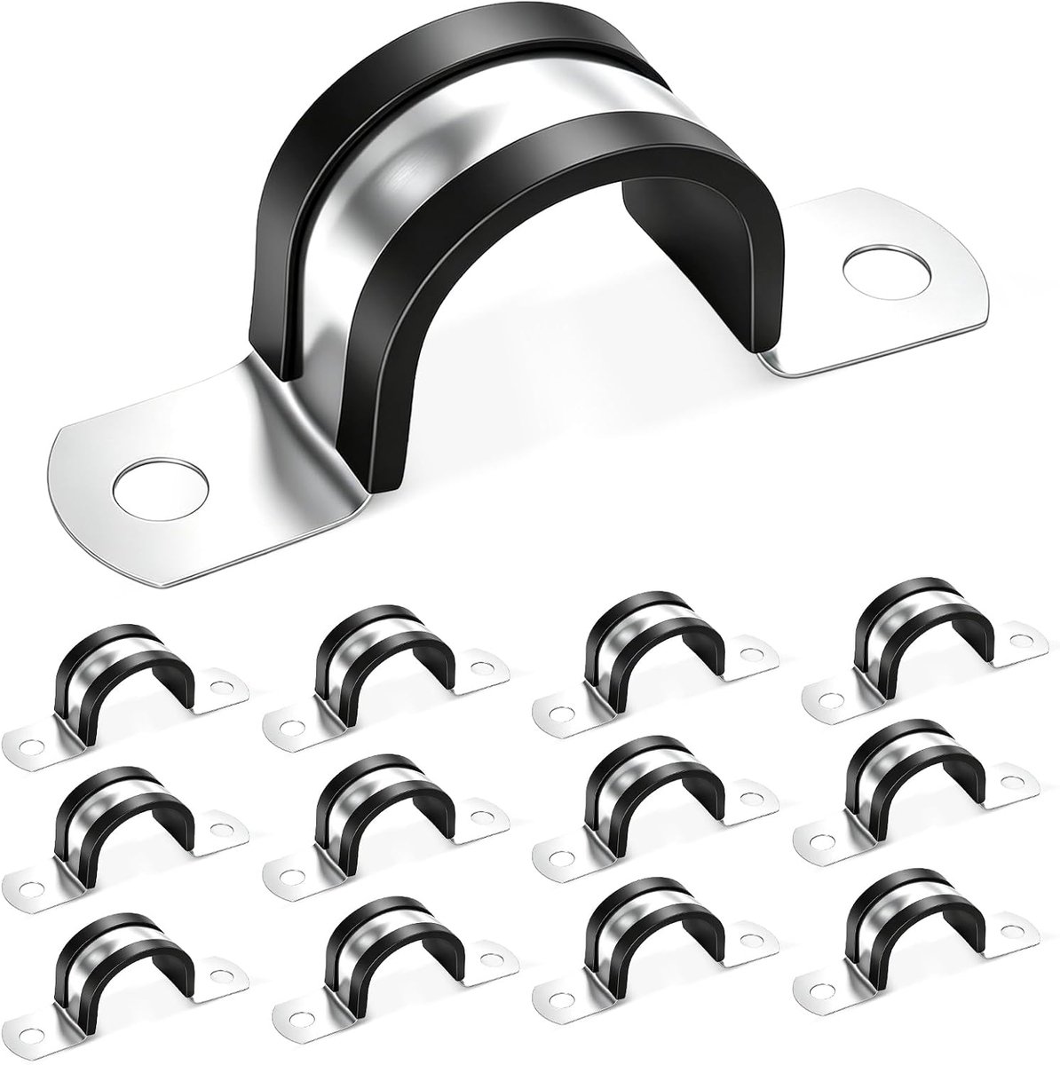 KZQ 12 Delige Roestvrijstalen Pijpklemmen Set 20mm Met Rubberen Pads Voor Water Gas En Kabels