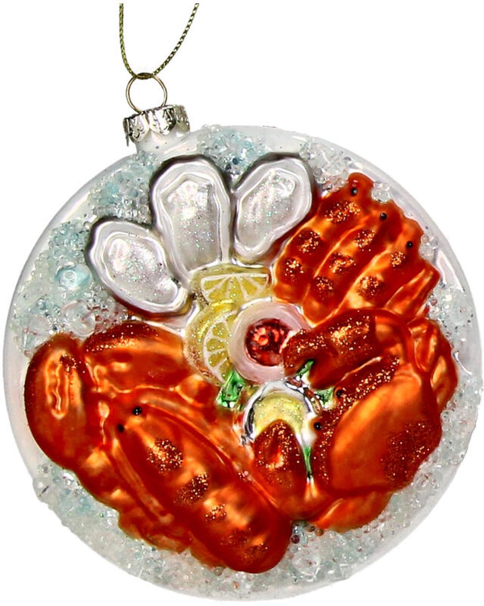 HD Collection Glazen Kerstornament Kreeft Bord – 10 cm – Meerkleurig – Kerstboom Hanger