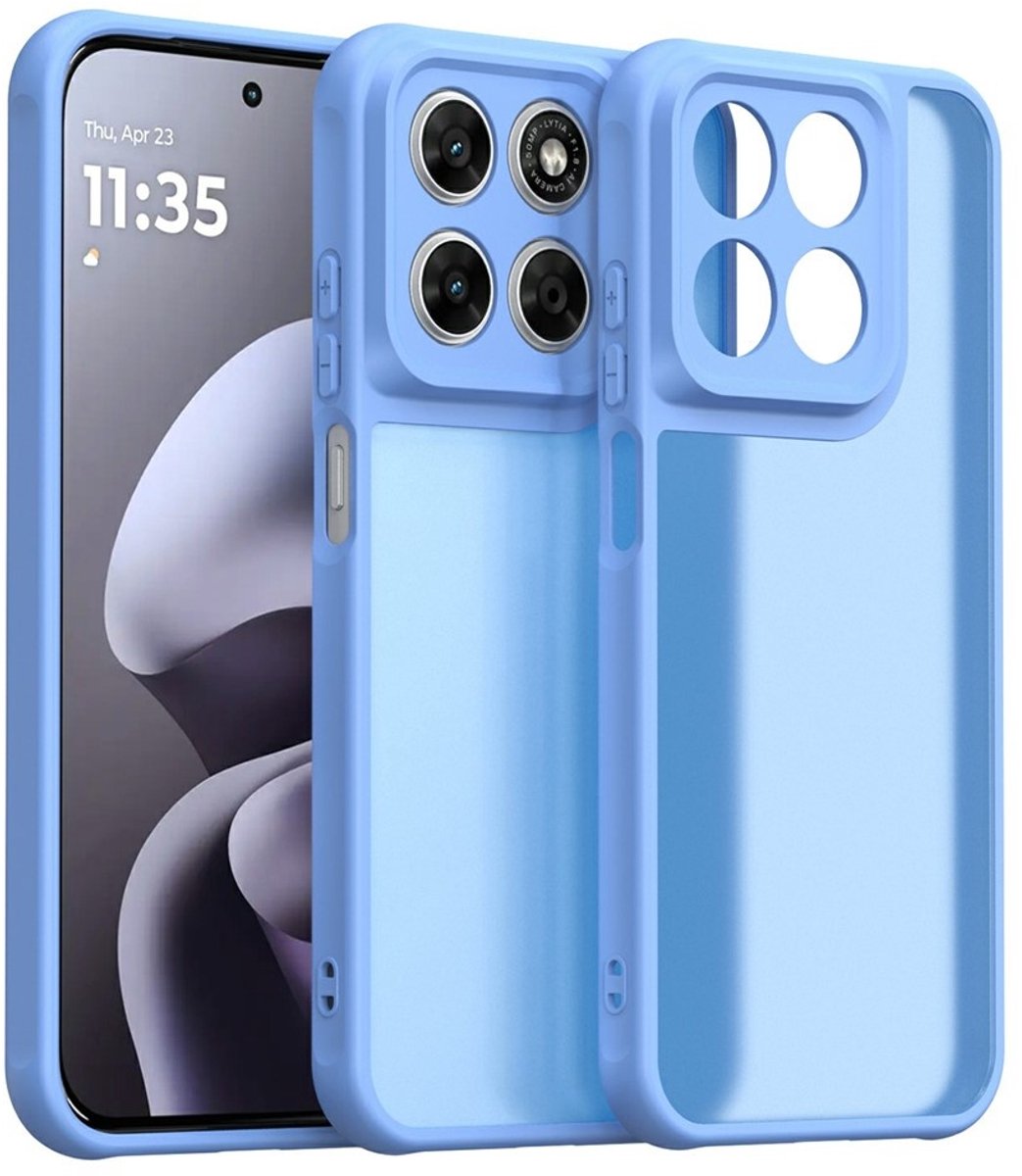 Coverup Hoesje - Geschikt voor Motorola Moto G67 / G77 / G87 Hoesje - Coverup Mat Transparante Back Cover met Camera Cover - Lichtblauw