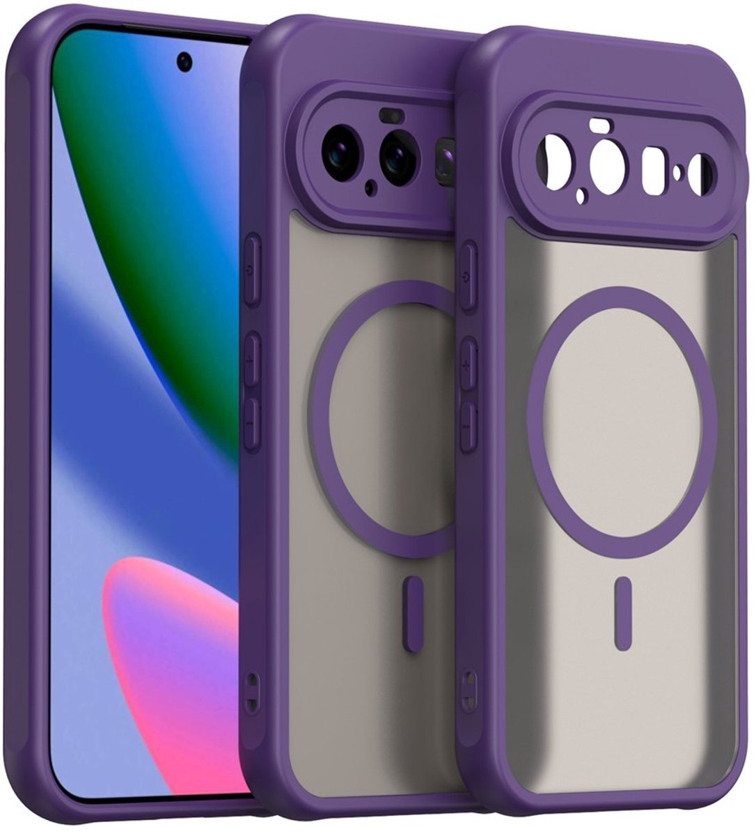 Coverup Hoesje - Geschikt voor Google Pixel 11 Pro XL Hoesje - Coverup Mat Transparante Back Cover met Camera Cover - MagSafe Compatible - Paars
