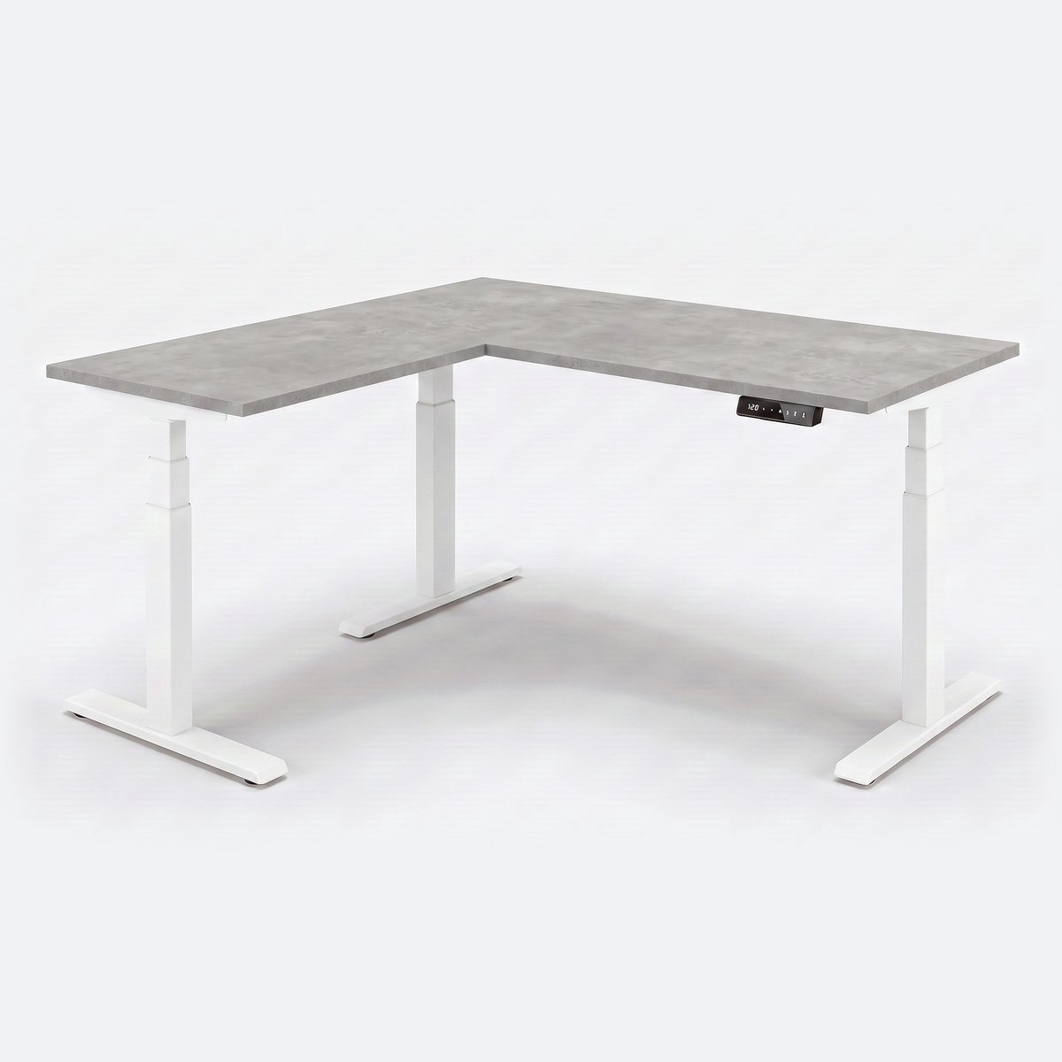 Zit-sta hoekbureau elektrisch 200x240cm – Wit, Oxyd