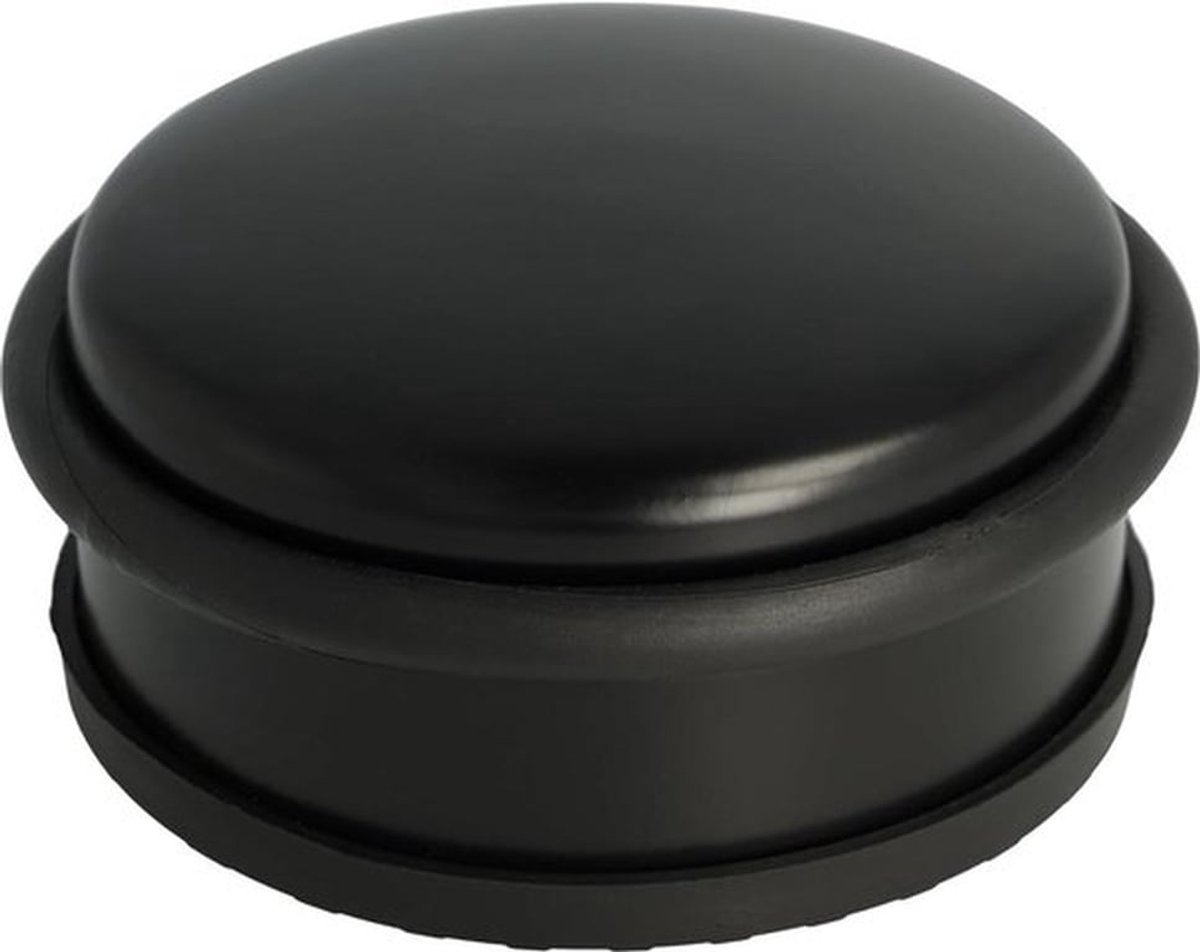 Ronde roestvrijstalen deurstopper deurvriendelijk antislip 10 x 4 cm 1200 g zwart