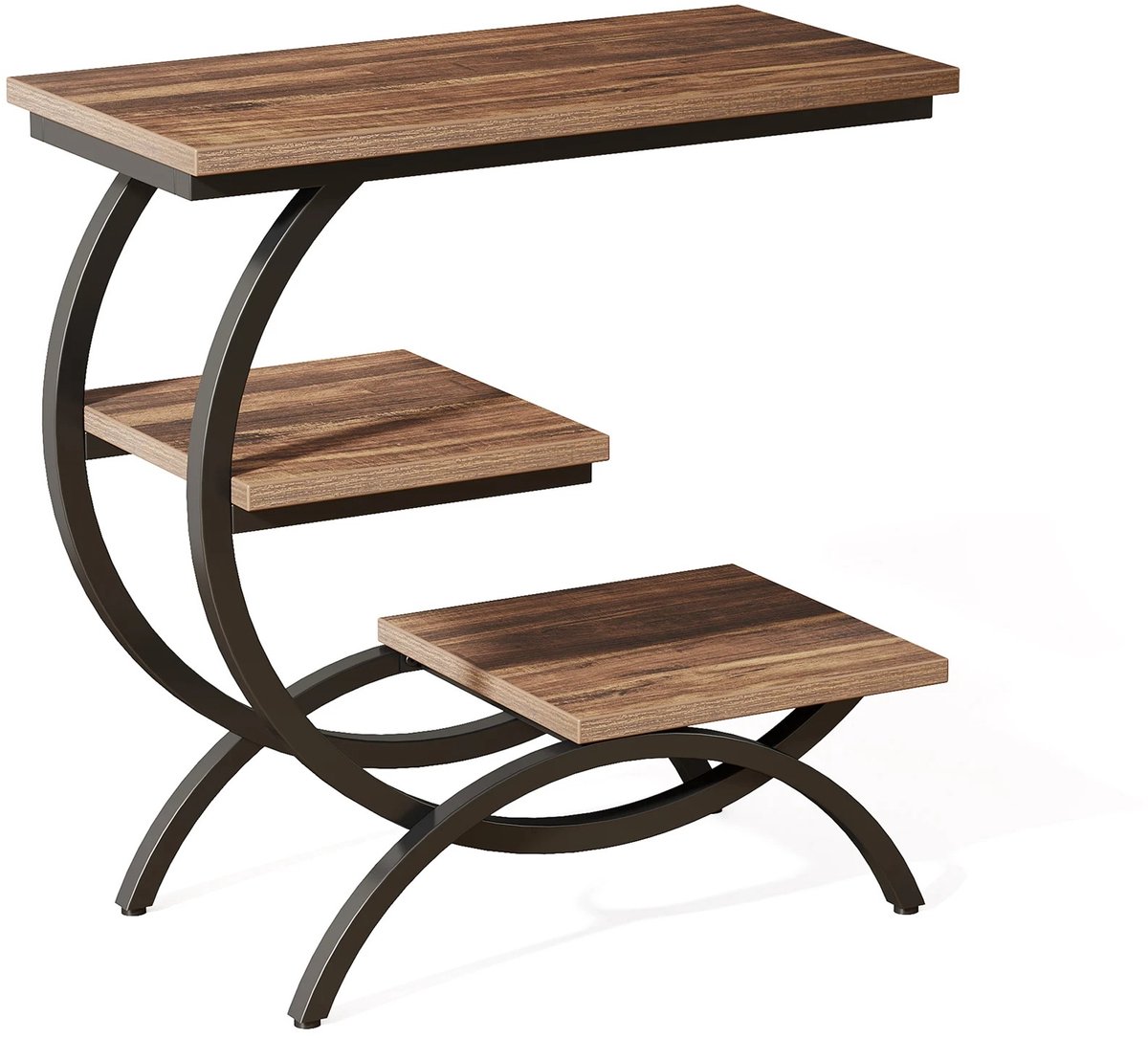 G&G bijzettafel - Bijzettafeltjes woonkamer - Koffietafel - Plantentafel - Opbergrek - Metalen frame - 60x30x65cm - Hout - Bruin