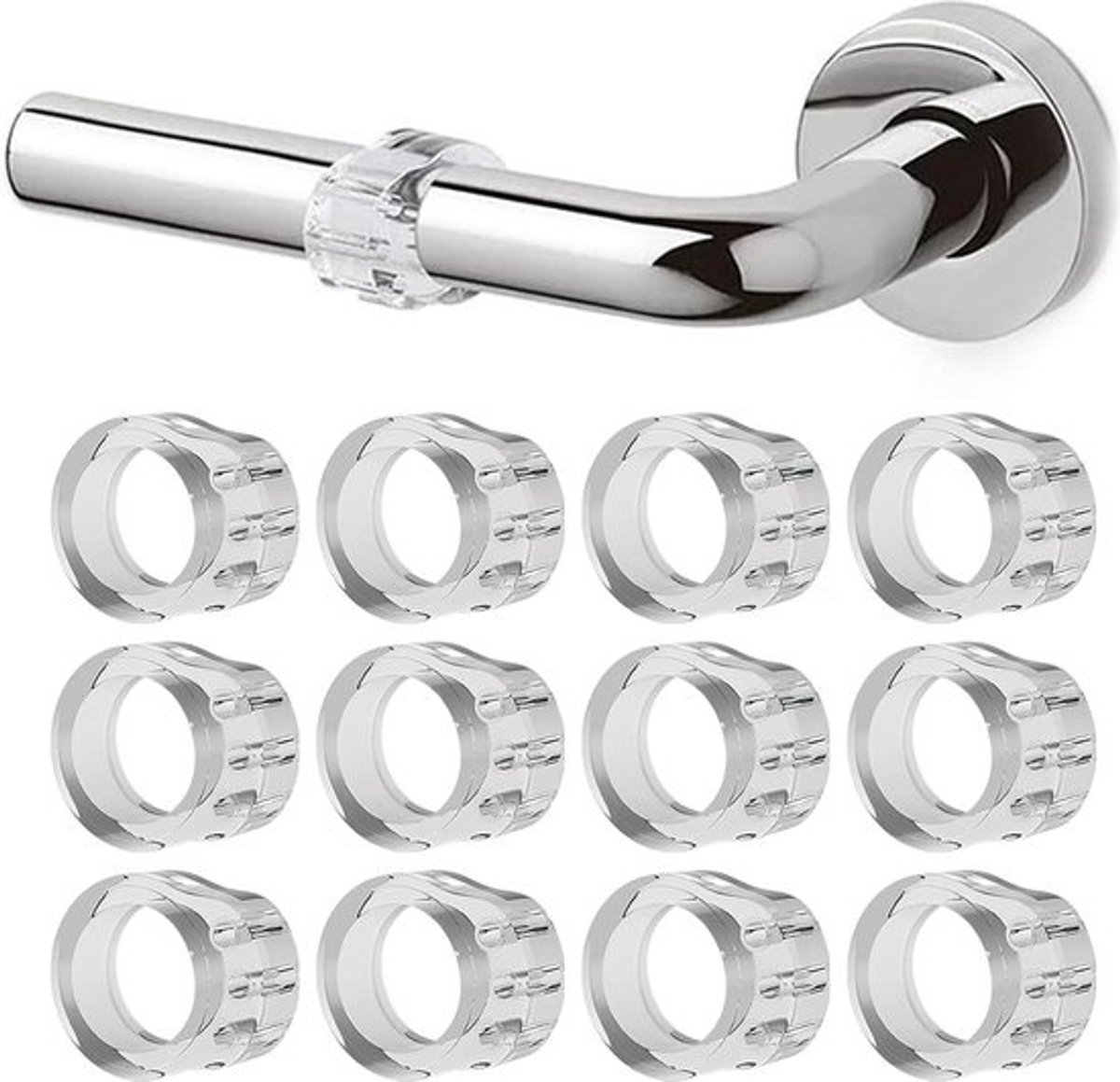 Deurstoppers voor handgreep bumper - 12 stuks transparant - PVC buffer - flexibel elastisch - raambescherming - O-vorm - muren beschermen deurstopper buiten