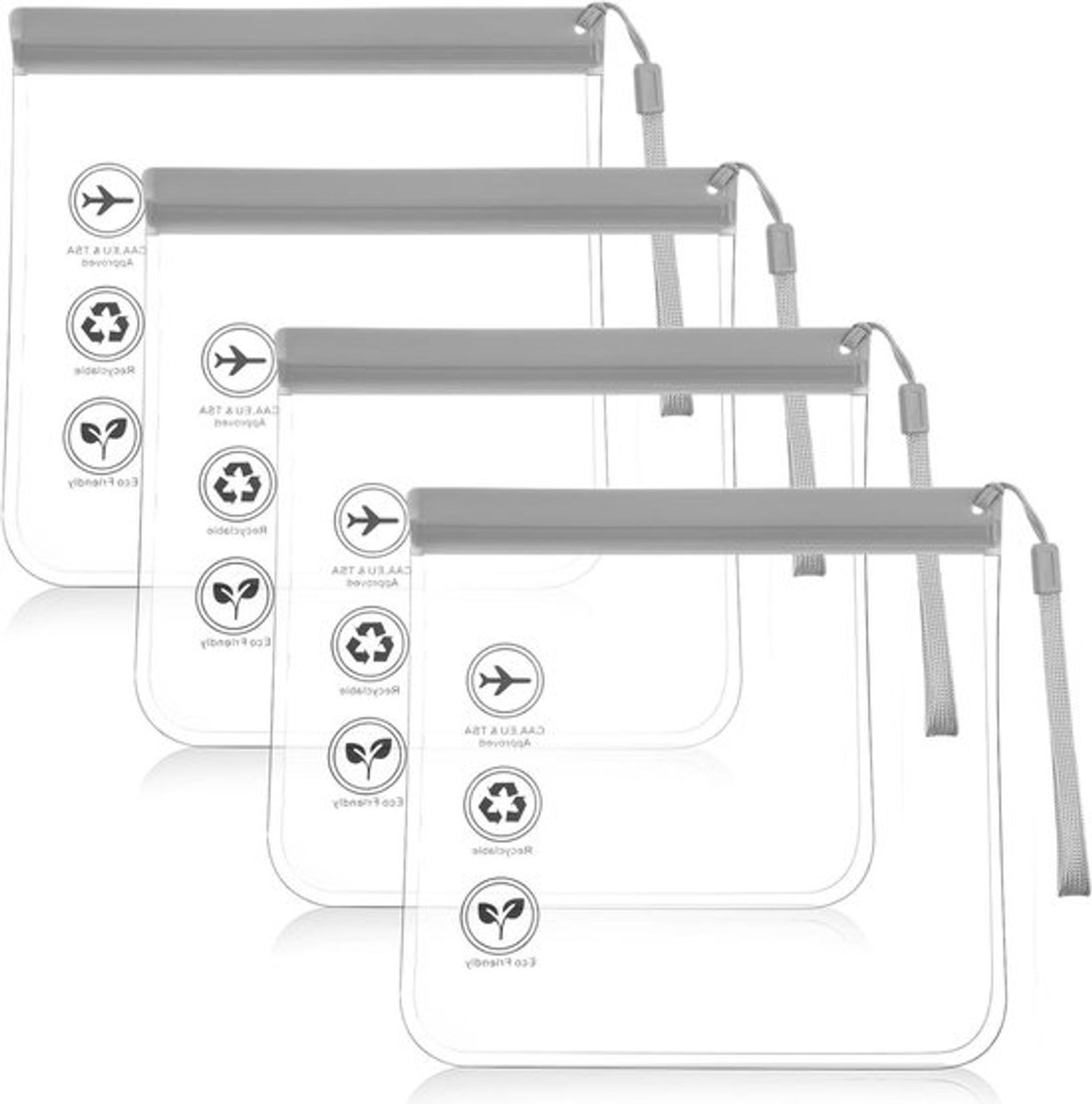 Transparante Toilettassen Set van 4 - Waterdichte Reistassen voor Vloeistoffen - Ideaal voor Vliegreizen en Vakanties