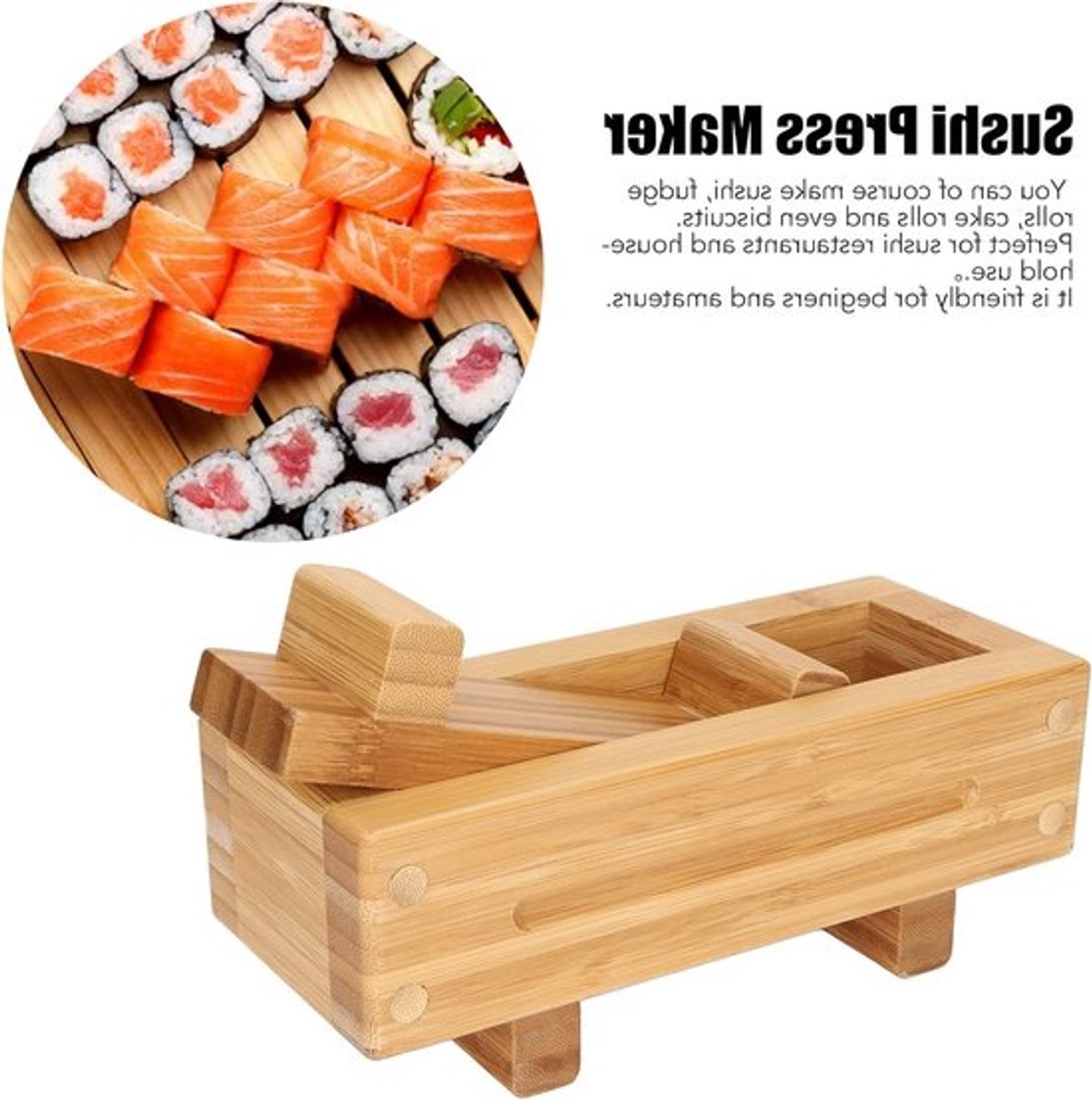 Rechthoekige Sushi Drukvorm voor het Maken van Nigiri - DIY Houten Sushi-kit met Draagbare Rijstdoos voor Oshizushi en Sushi-creaties