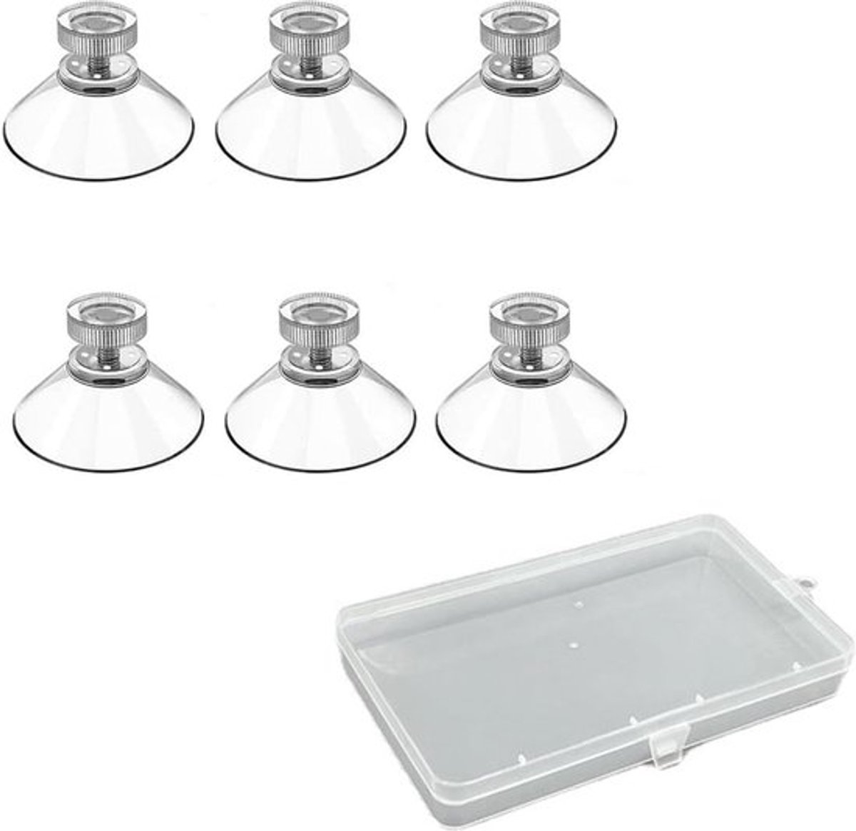 Zuignap met schroefdraad - Transparante Zuignap - 6 Stuks