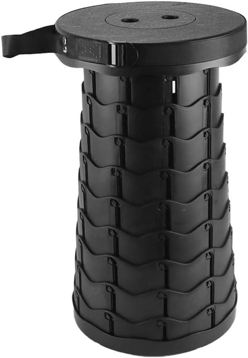 Telescopische kruk - Verstelbaar - Opvouwbaar - Kampeer - Antislip - Draagbaar - Buitengebruik - Zwart - Maximaal 200 kg.
