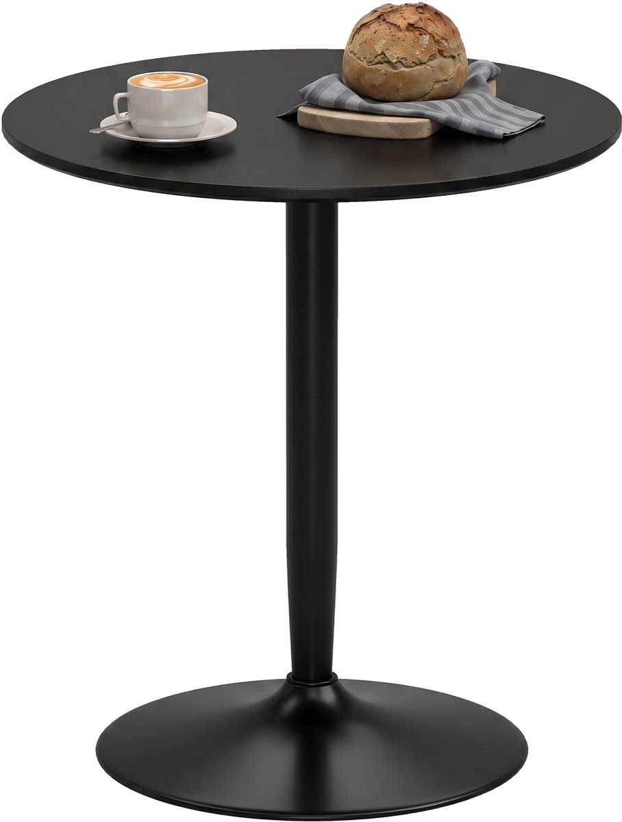HOMCOM - eettafel - van MDF en staal - 70L x 70B x 75H cm - zwart