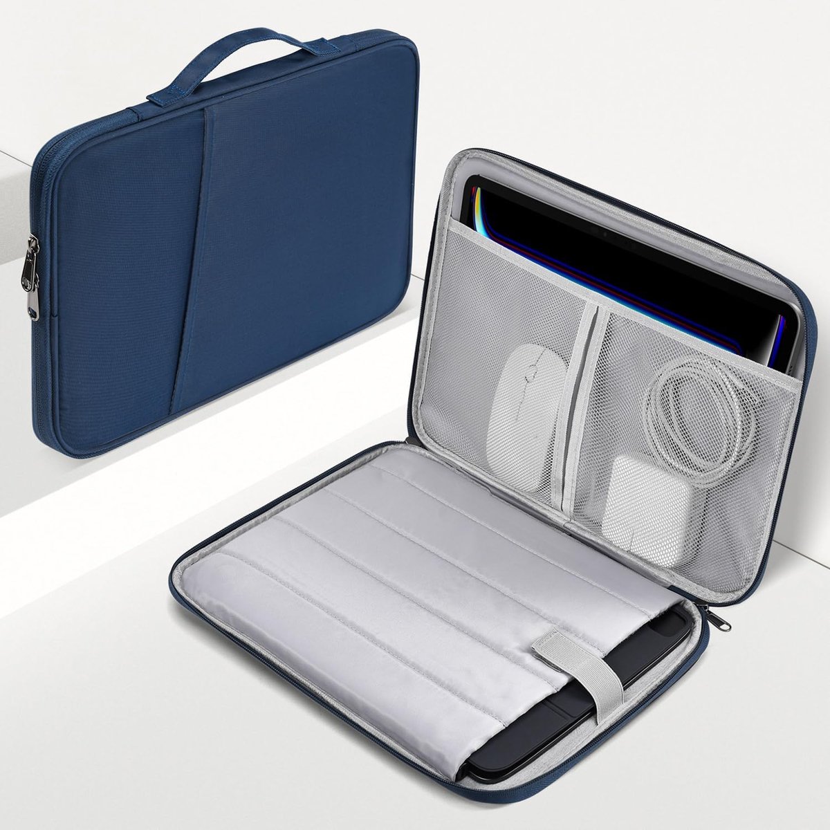 Tablethoes - Waterdichte Schokbestendige Laptophoes met Handvat - Geschikt voor 13-13.6 Inch - Formaat 35x25.5x3 cm - Donkerblauwe Kleur - 1 Stuk