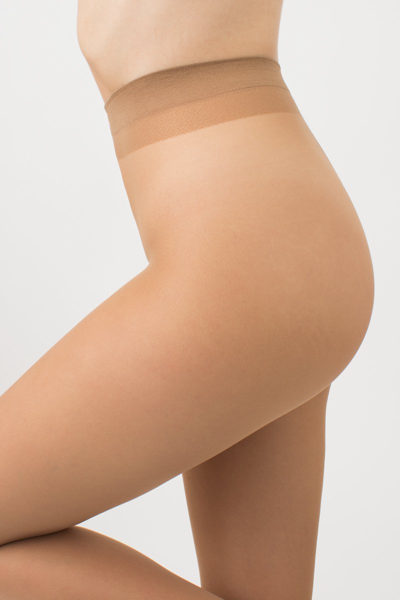 Giulia Panty - Infinity 20 - Zijdeachtig - Doorlopend Broekje - Platte Naden - Kruisje Katoen - 20 Den - Large - Caramel