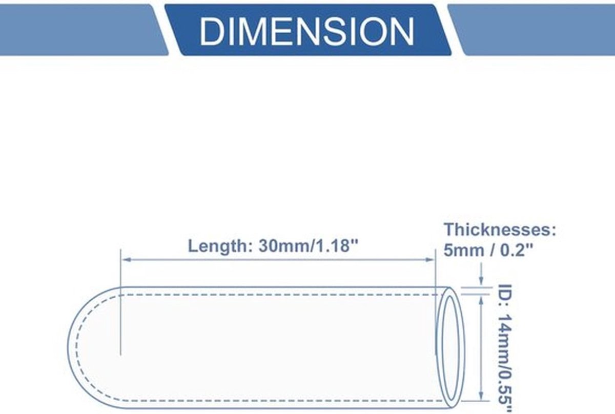 Siliconen Buis - Versterkte Eindkap - 30 mm Lengte - 14 mm Binnendiameter - Zwart - Hoge Temperatuur Bestendig - Afsluitdop