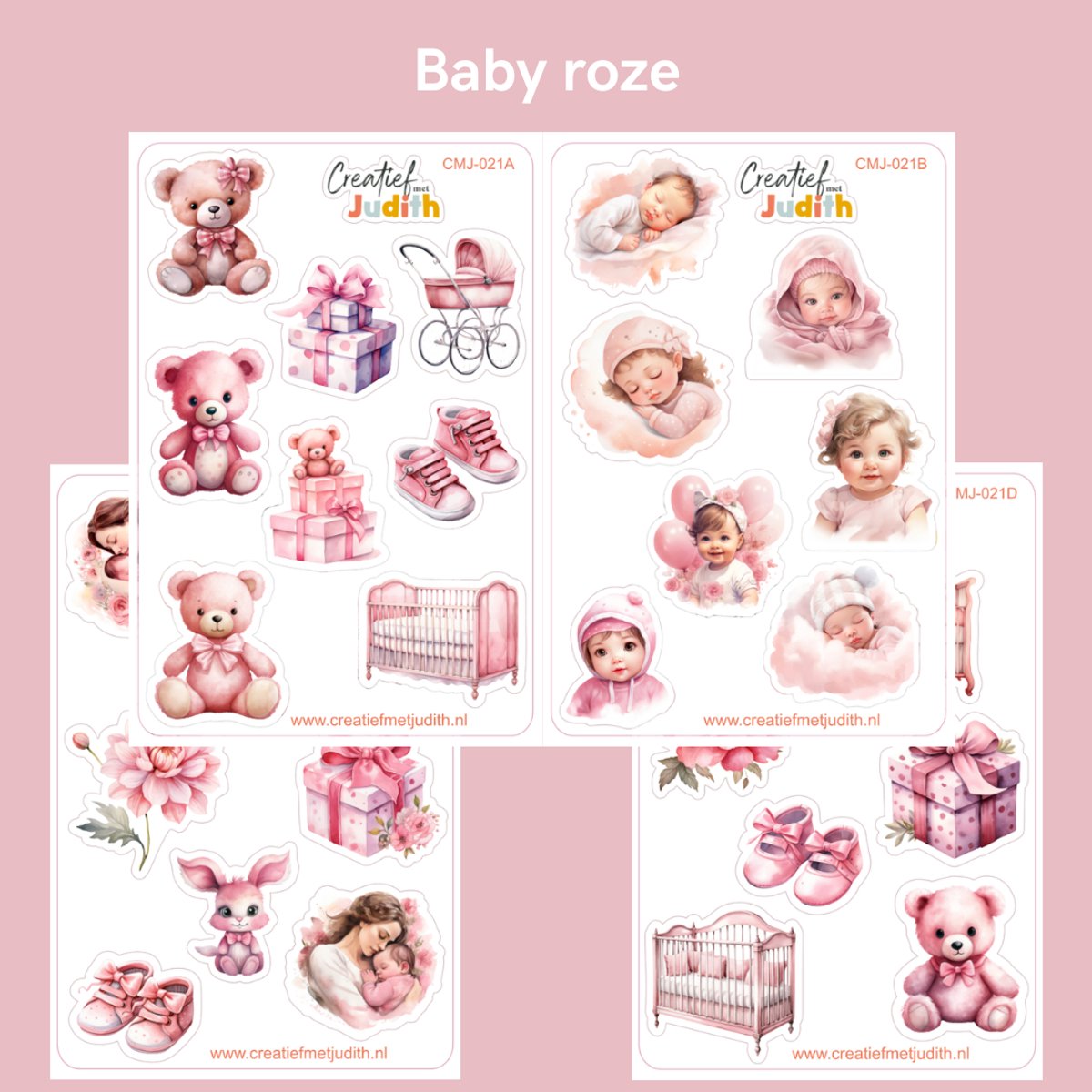 Bullet Journal Stickers - Planner Agenda Stickers - Baby roze stickers - 4 stickervellen - Scrapbook stickers - Deco stickers - Meisje stickers - volwassenen en kinderen