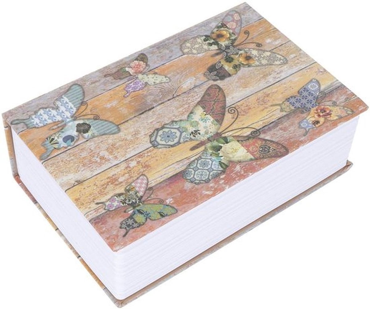 Boek Safe - Spaarpot met Combinatieslot - Roestvrij Staal - Structuurpapier - 18,2 x 11,8 x 5,7 cm - Voor Munten en Bankpassen