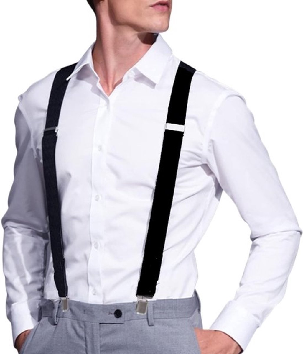 Brede Extra Sterke 5 cm Elastische Verstelbare Suspender met 4 Clips voor Mannen en Vrouwen - Ideaal voor Broeken en Formele Kleding