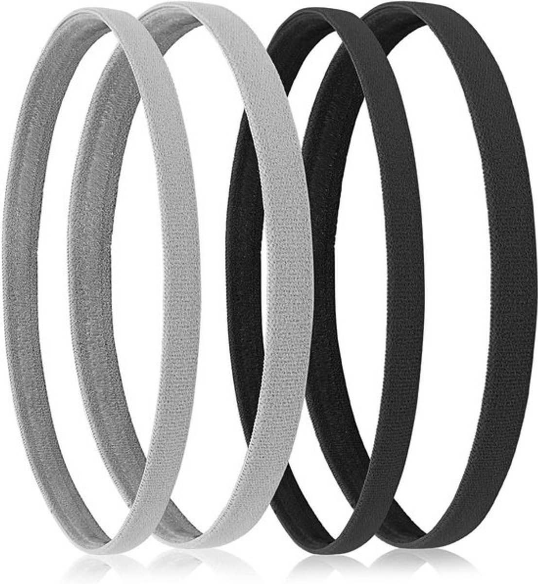 4 Stuks Elastische Sporthoofdbanden - Dunne, Antislip Silicone Grip Haarbanden voor Yoga, Voetbal en Fitness voor Jongens, Mannen, Meisjes en Vrouwen