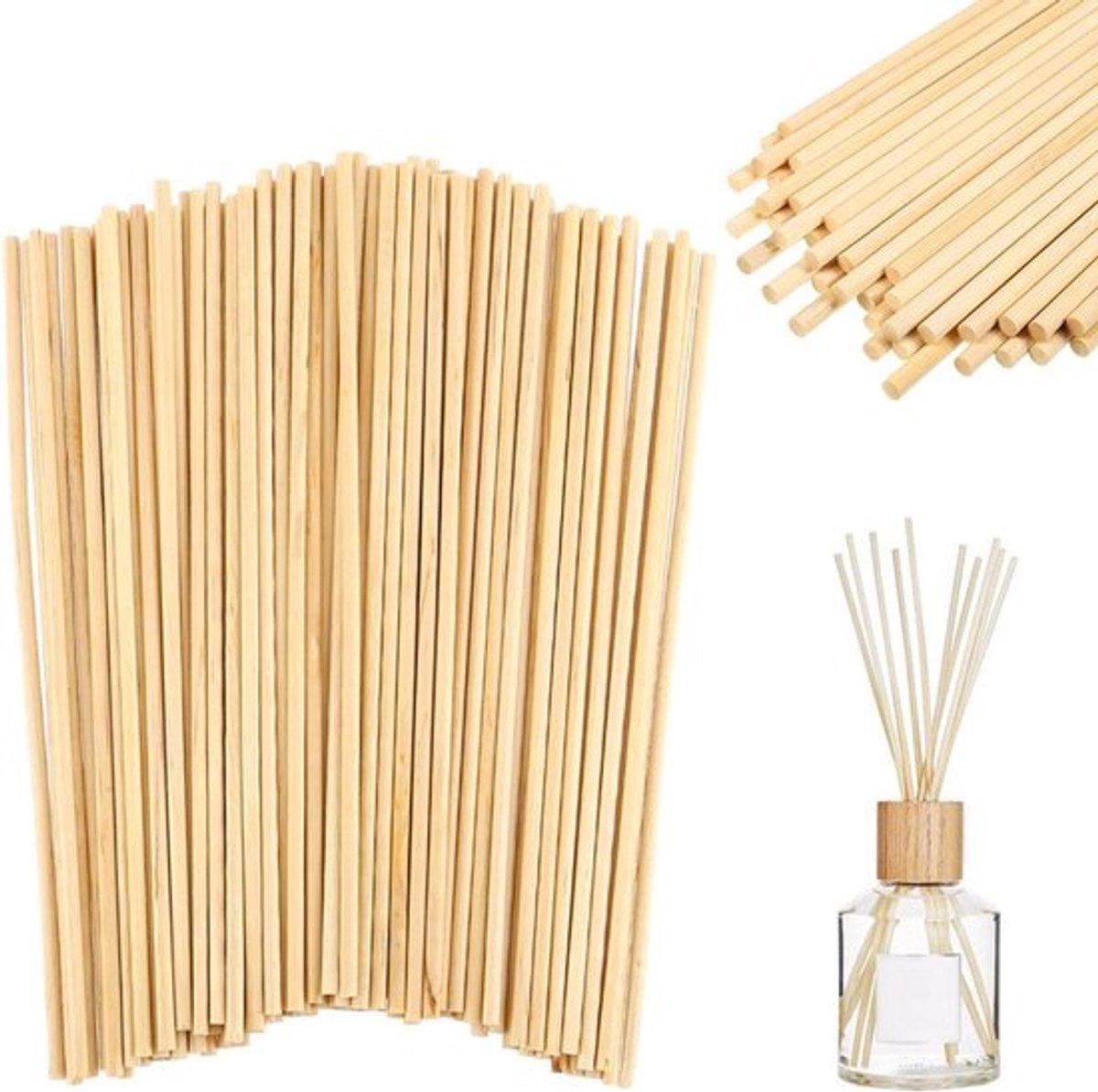 100 Stuks Diffuser Stokken voor Etherische Olie, 20 cm × 3 mm Aroma Sticks voor Slaapkamer, Badkamer, Woonkamer en Kantoor, Ideaal voor Geurverspreiding en Ontspanning
