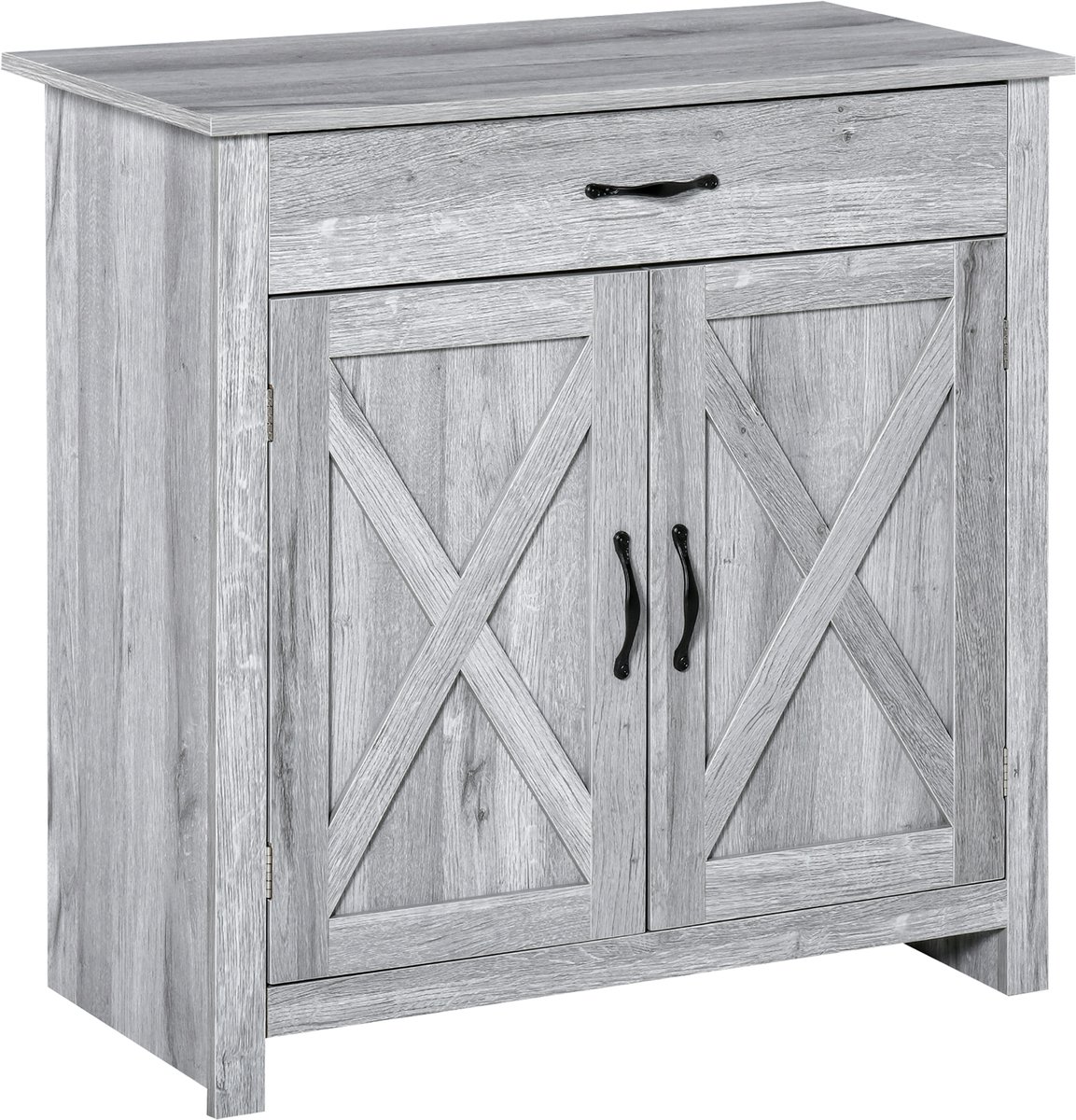 Keukenkast - Dressoir - Buffetskast met lade - Opbergkast met 2 schuurdeuren en verstelbare plank - grijs - 80x39,7x80 cm