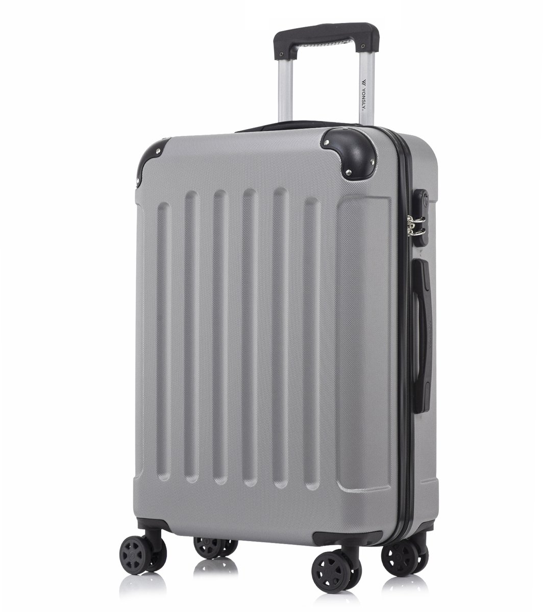 YONSLY Handbagage Koffer - 66cm - 66 L - Cijferslot- 360° Draaibare Wielen - Trolley- 66 x 43 x 32 cm - Lichtgrijs
