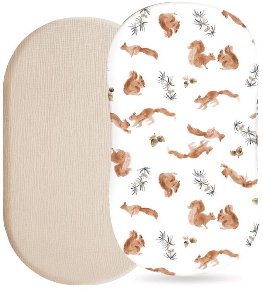 Wieg hoeslaken set van 2 stuks - ademend mousseline katoen - afneembaar wasbaar buitenhoes - geschikt voor babywieg matras - 32 * 17 inchStijl 43