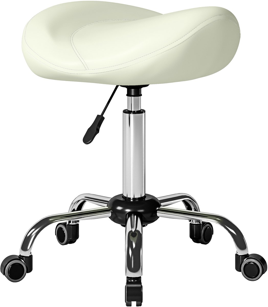 HOMCOM Salonkruk-PU, schuim-48L x 48B x 55-71H cm-Crème