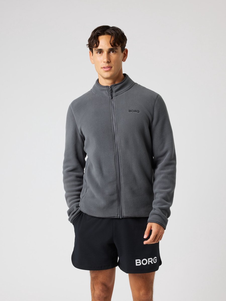 Björn Borg Fleecevest Met Rits Heren - Fleece Trui Mannen - Asphalt Grijs - Maat S