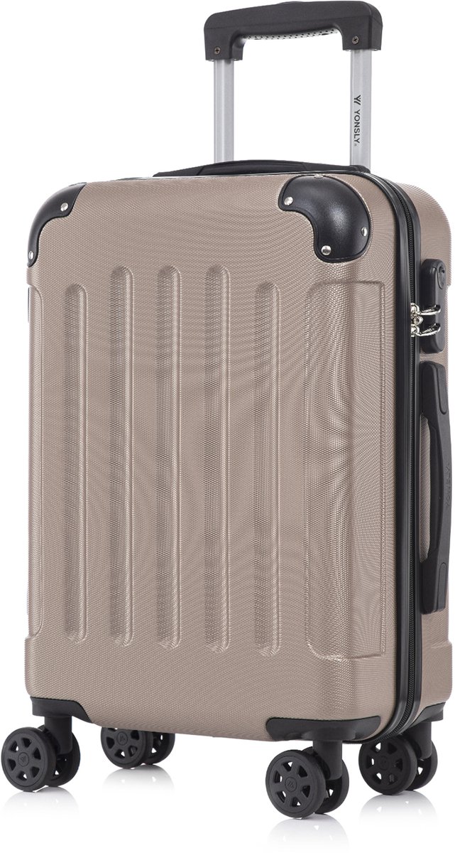YONSLY Handbagage Koffer - 55cm - 40 L - Cijferslot- 360° Draaibare Wielen - Champagne