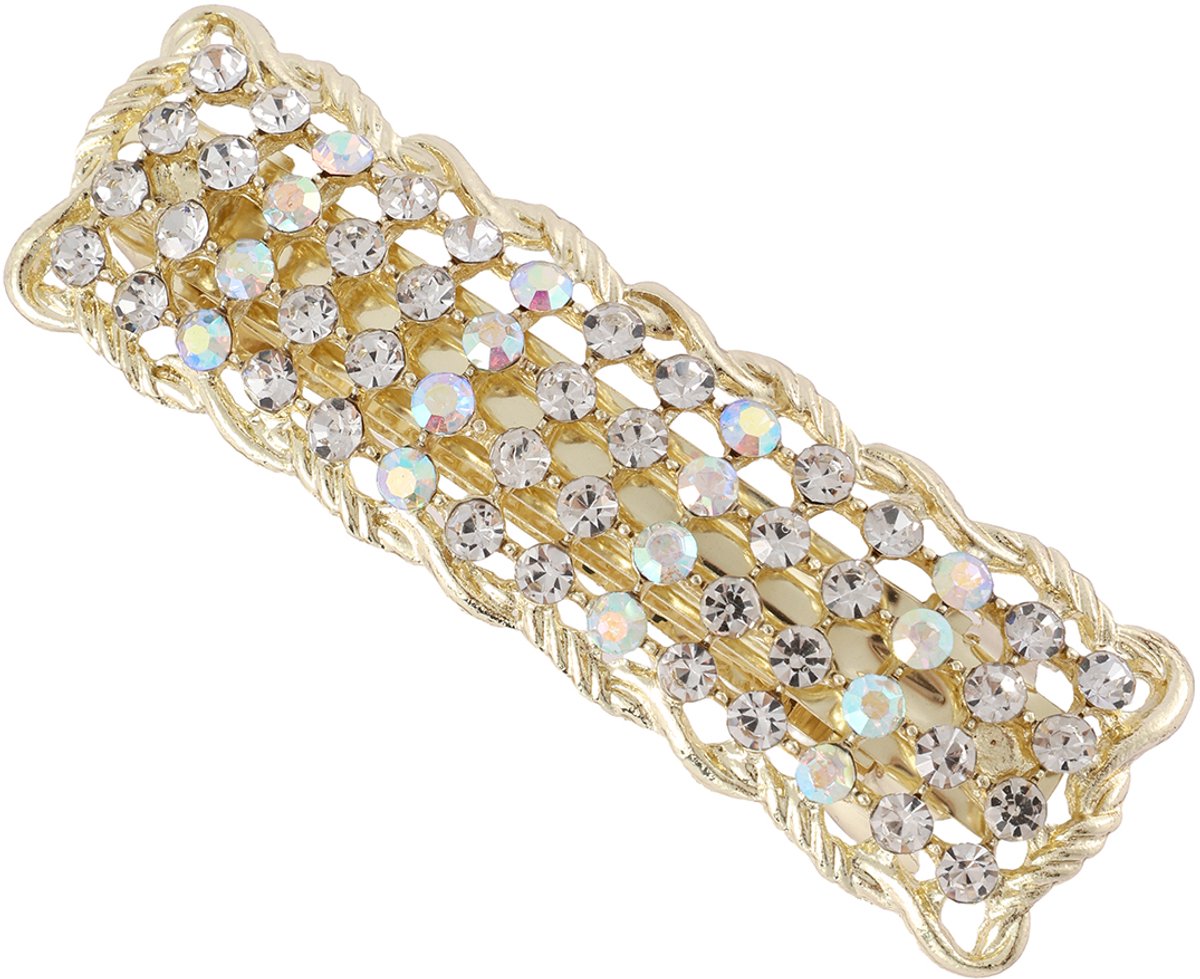 Emilie collection - Haarspeld - strass - goud - feestelijk - 8,5 x 2 cm