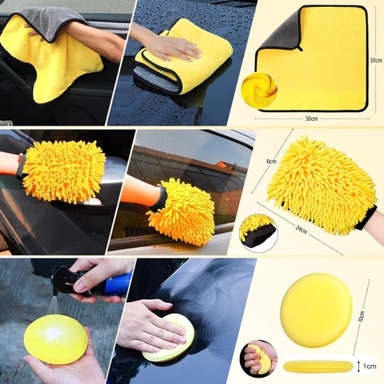 KIRA® Autowasborstel - Auto Wasborstel - Auto Wassen - Autowasborstels - Geel - 31cm x 25cm x 12cm van kira — afbeelding 3