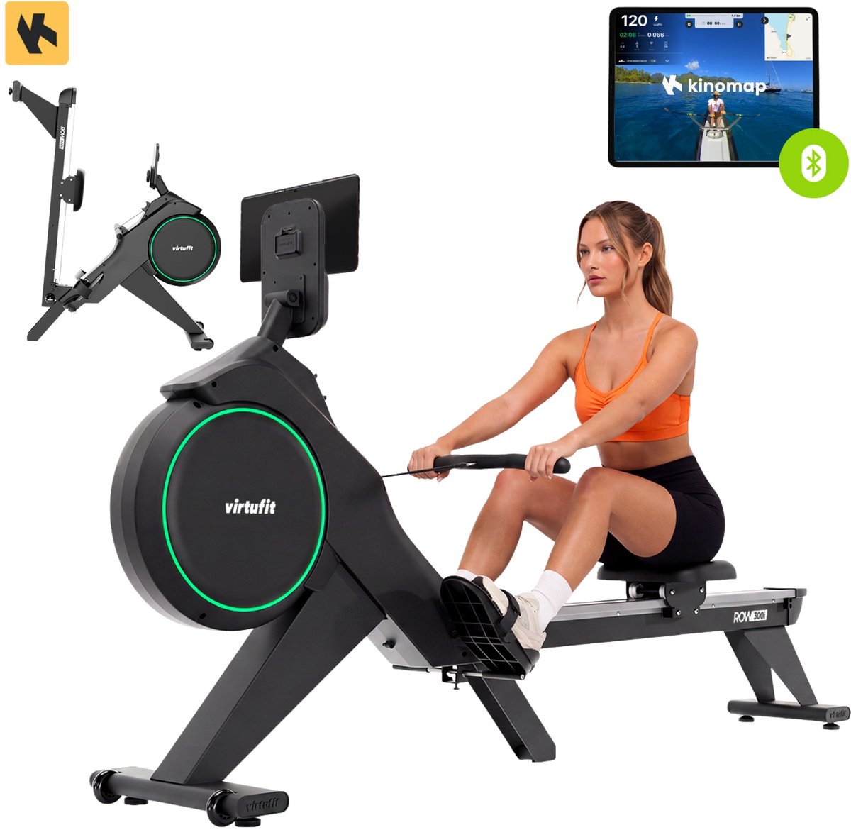 Bol.com VirtuFit ROW300i Inklapbare Roeitrainer - 32 Weerstandsniveaus - Magnetische Weerstand - 150 kg - Inklapbaar - Bluetooth... aanbieding