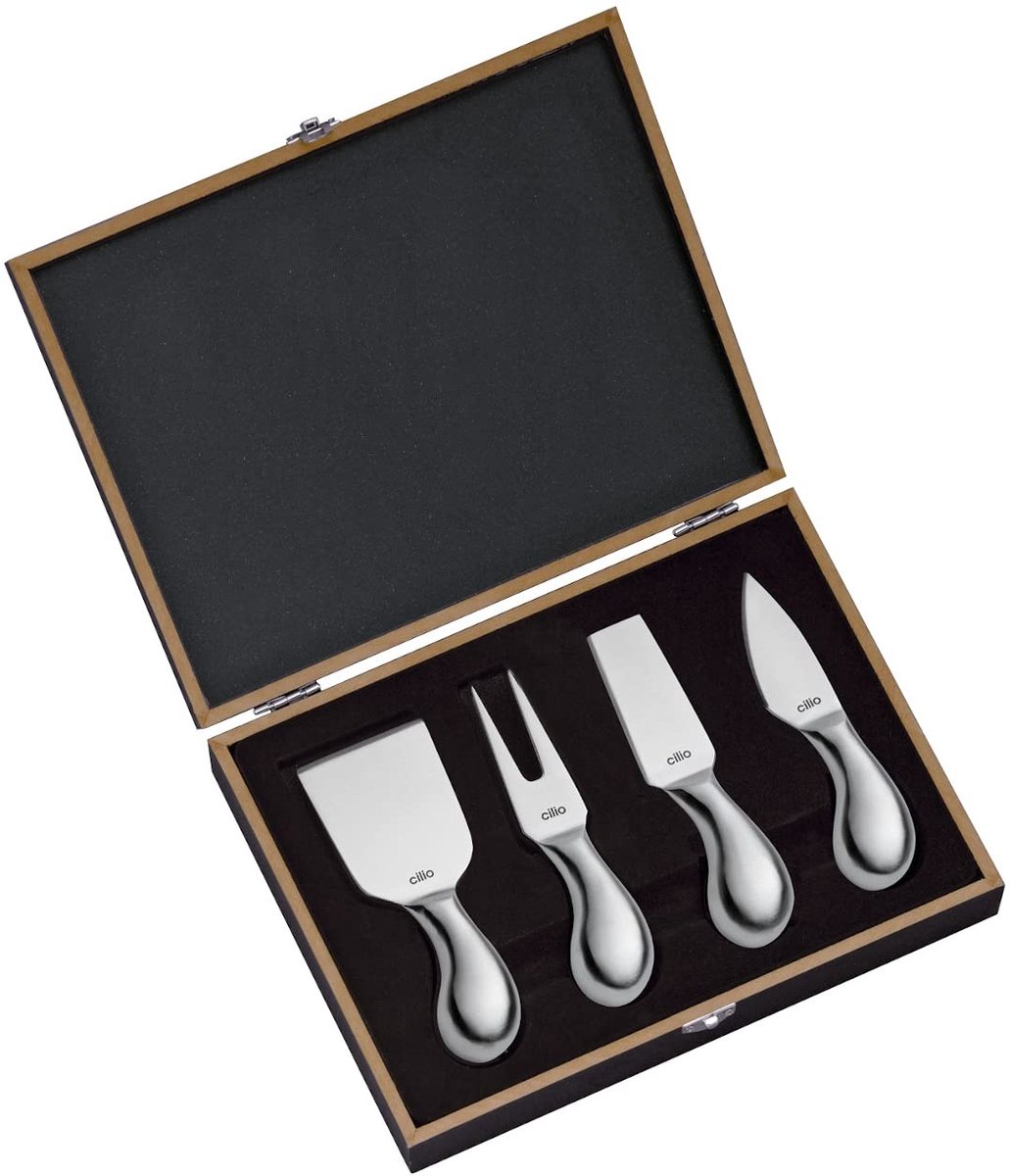 Solidchoice - Kaasmes Set van 4 Stuks in Houten Cadeaubox