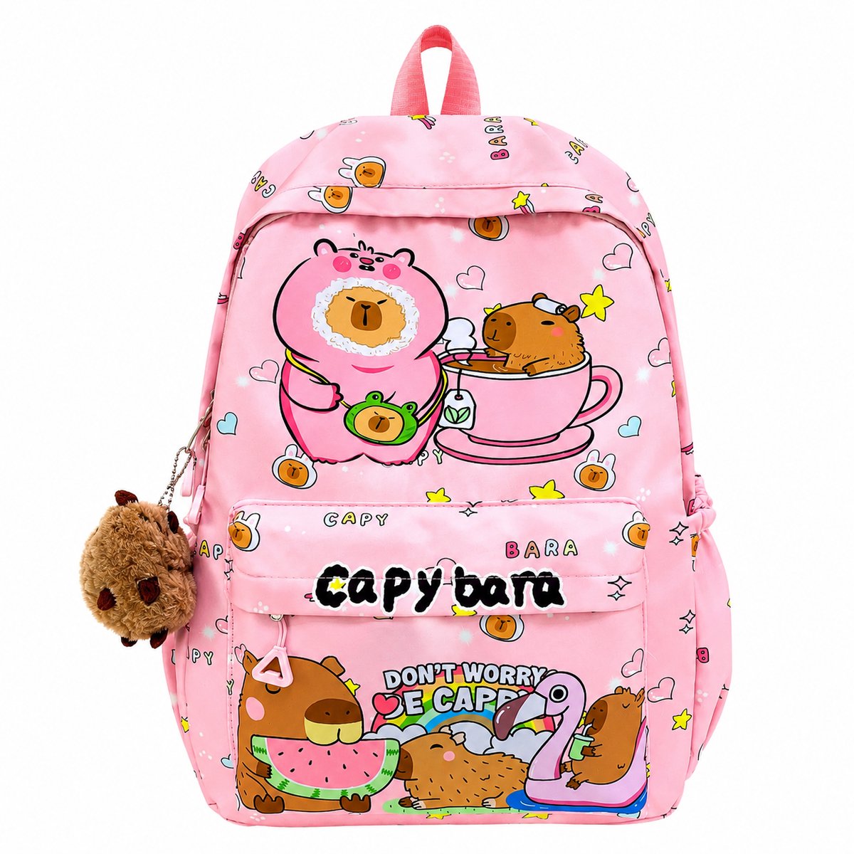 Casalora Rugzak—Capybara Rugzak—Studentenrugzak—【includes a Capybara charm】—Unisex—（Groep 3–8）— Hoogte 42 cm