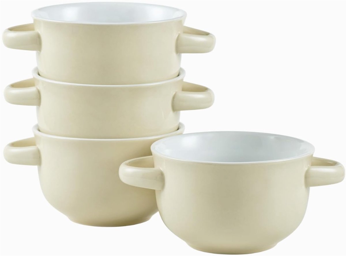 ZRNS® Soepkommen met Oor - Set van 4 - Stapelbaar - Beige