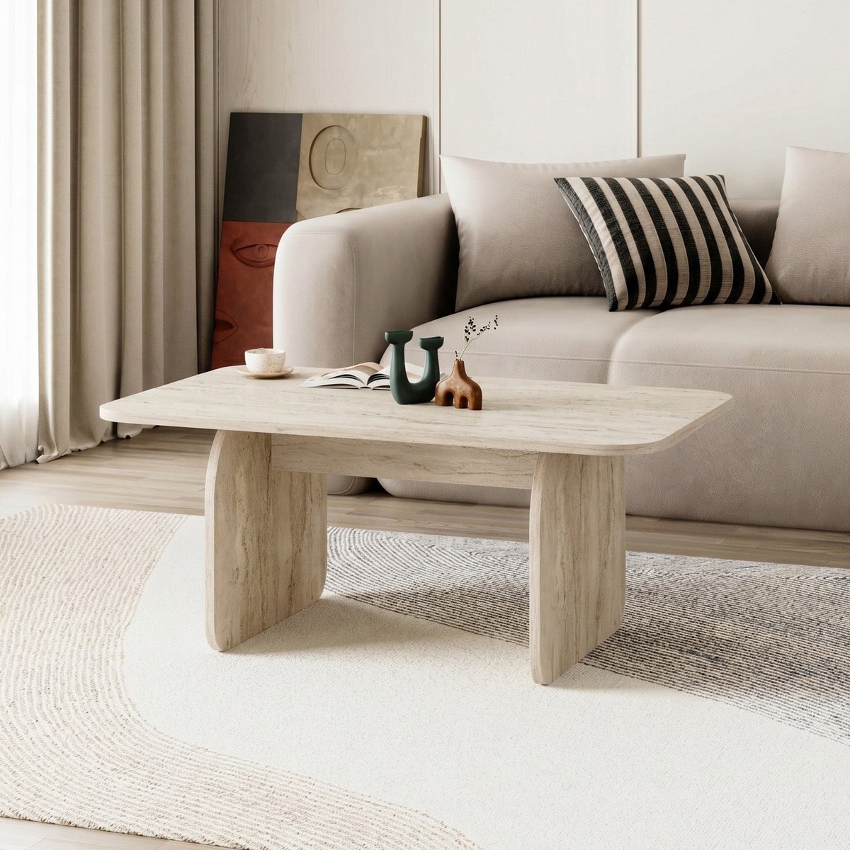 Asir - Salontafel - Travertijn - 100 x 60 x 42 cm