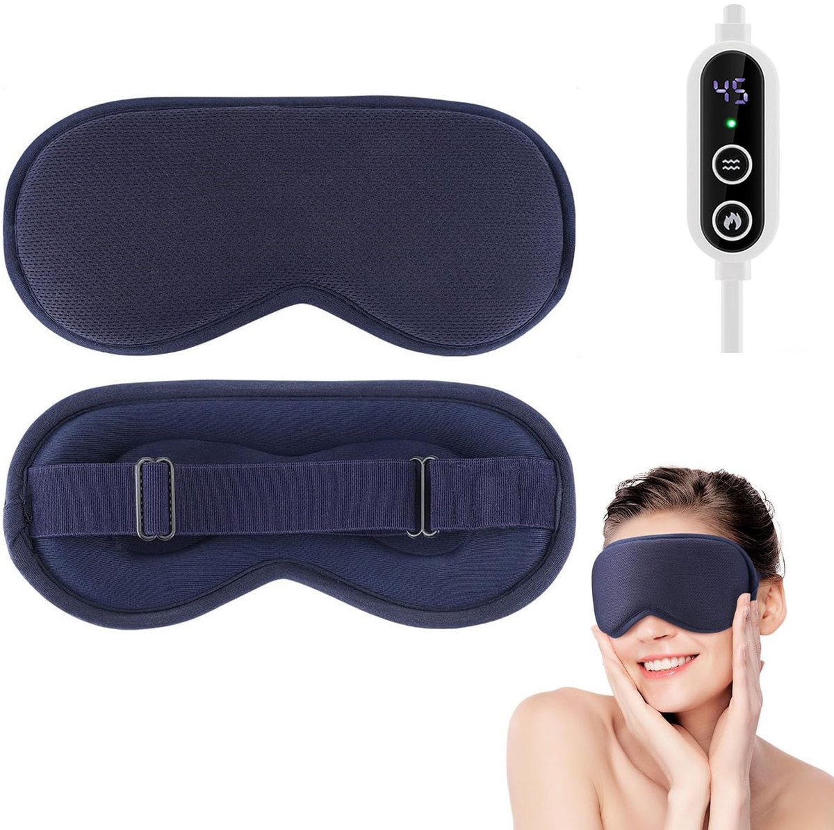 USB-Verwarmd Oogmasker - Oogkompres Voor Droge Ogen - Oogkompres Met 3 Temperatuurinstellingen En 6 Vibratiestanden Voor Massage