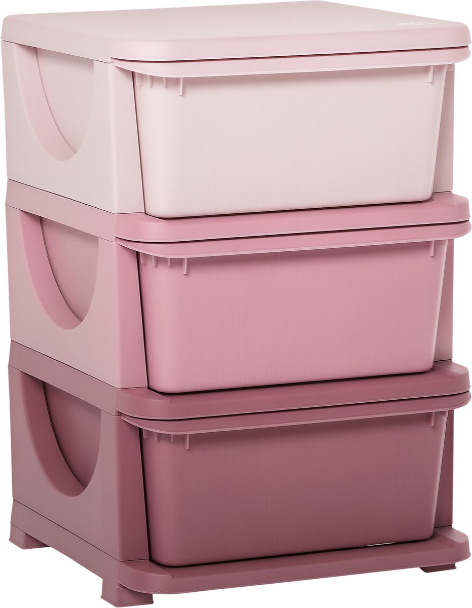 HOMCOM - Opbergdozen voor kinderen - PP - 37x37x56,5 cm - Roze