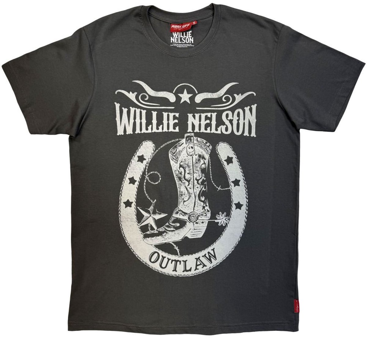 Willie Nelson - Unplugged Outlaw Unisex Tshirt - S - Grijs
