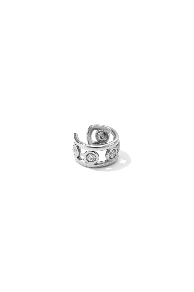 Lila - Ear Cuff met Strass - Stainless Steel - - Zilver