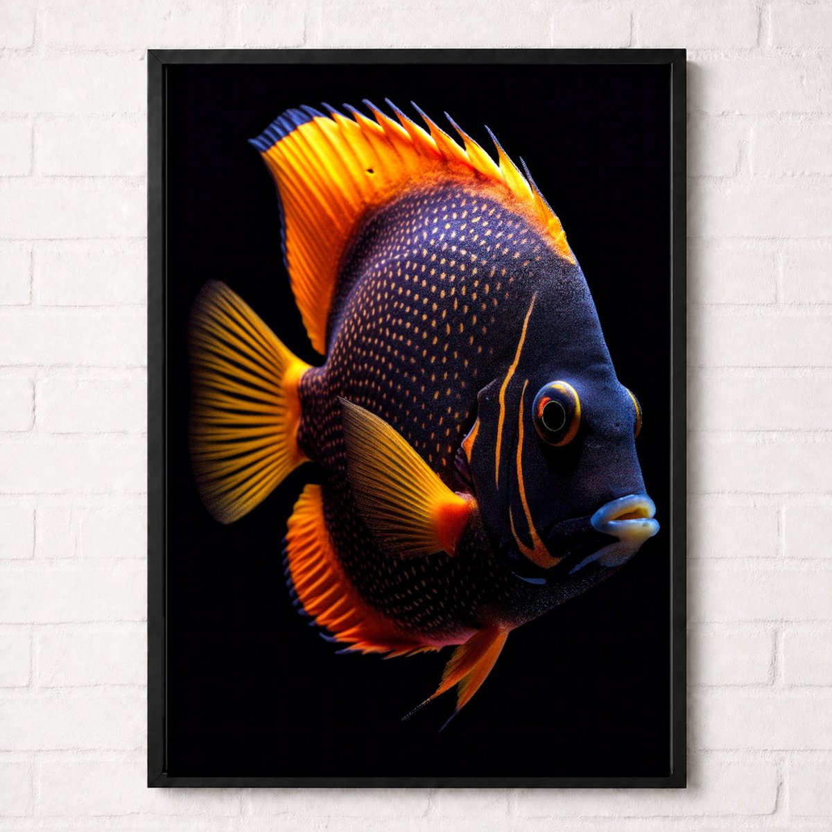 Oranje-Blauwe Keizersvis Poster - Onderwaterwereld Collectie - Dieren Posters - A2+ 43,2 x 61 cm