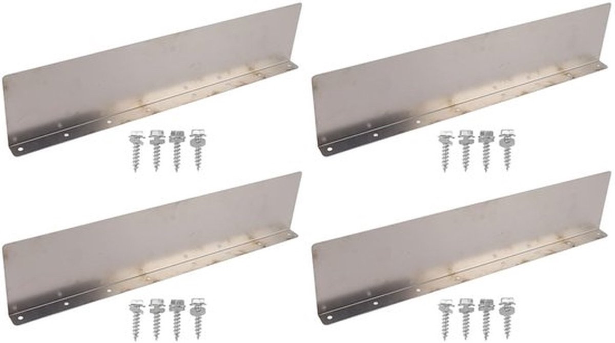 Regenwaterafleider 4-delig - Aluminium gootbescherming - Spattenbescherming - 32 schroeven - Voorkomt stormschade - Gemakkelijk te gebruiken