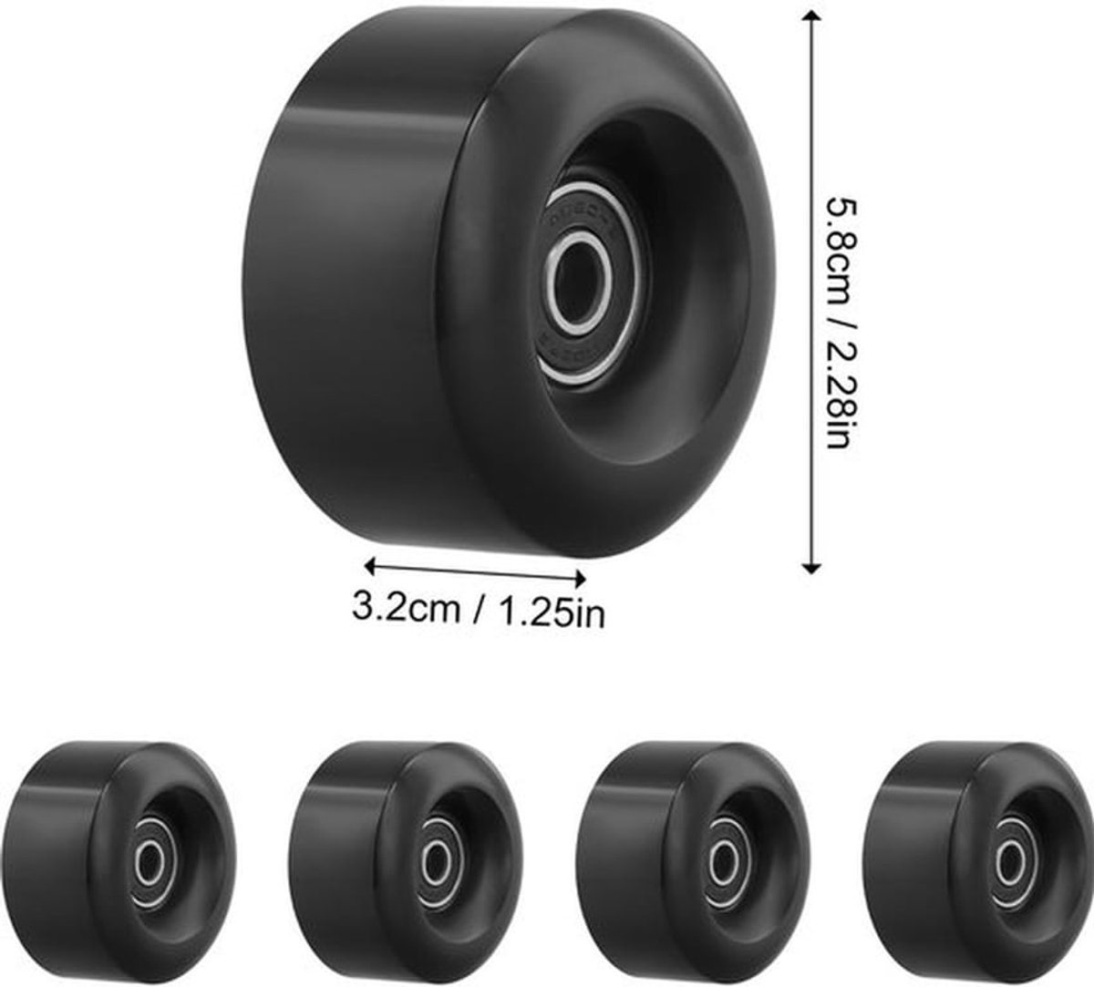 Rollerwielen 58x32mm - PU Slijtvaste Wielen - Hoogwaardige 608RS Lager - Minder Geluid - Goede Grip - Schokbestendig - Skatewielen