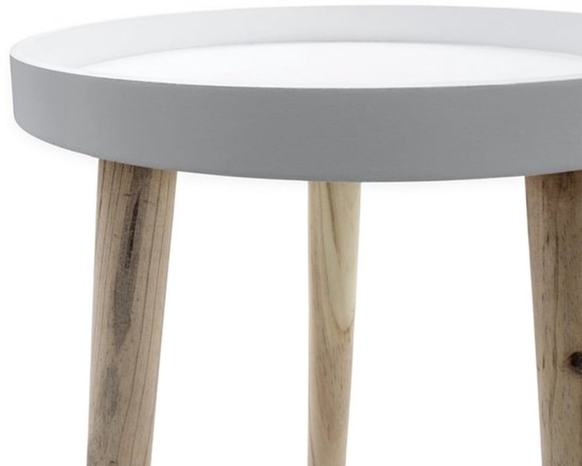 Bijzettafeltje klein - Houten Bijzettafel - Decoratief Tafeltje - 36 x 30 cm - Banktafeltje - Wit - Salontafel
